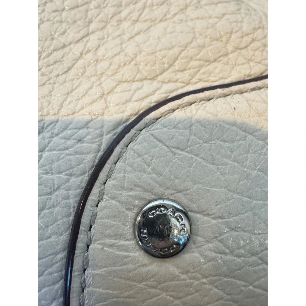 Coach Pebbled Leather Drawstring Bucket Bag Cream Tan Silver Tone Hardware - Picture 11 of 14